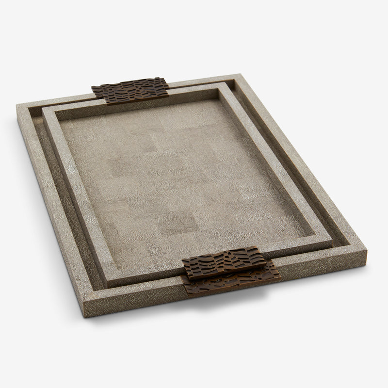 Herringbone Shagreen Serving Trays - Dune Small