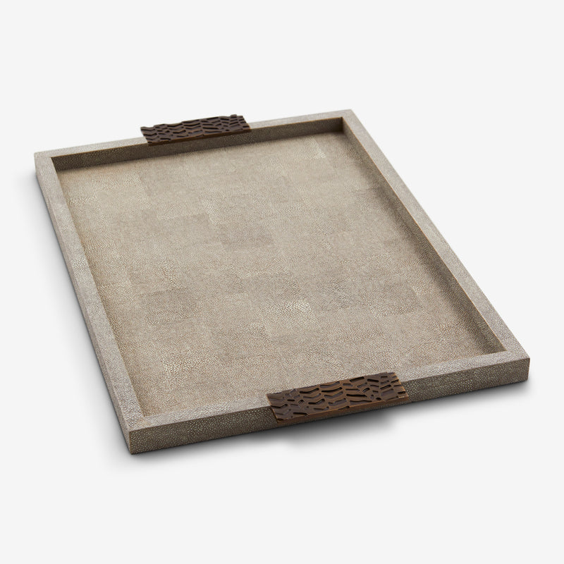 Herringbone Shagreen Serving Trays - Dune Large