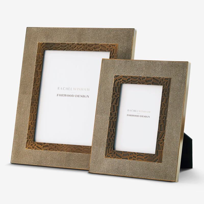 Herringbone Shagreen Photo Frame - Dune