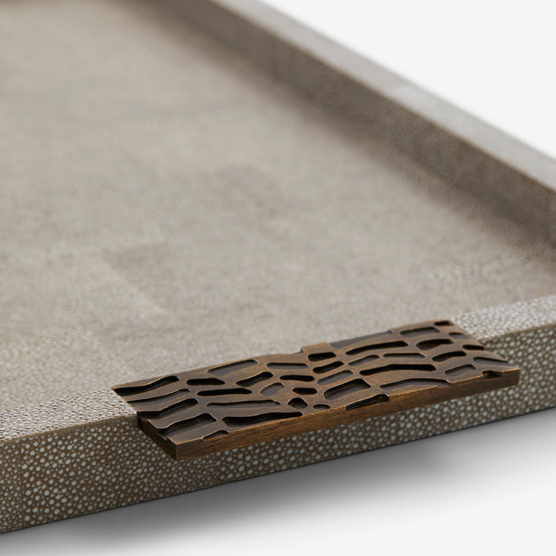 Herringbone Shagreen Serving Trays - Dune Small