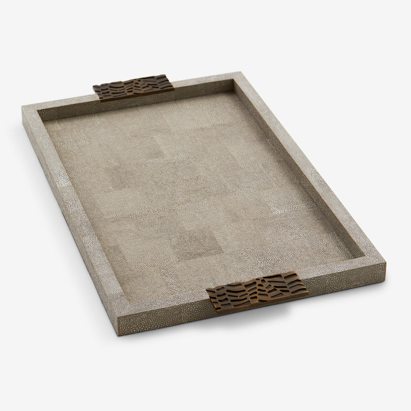 Herringbone Shagreen Serving Trays - Dune Small