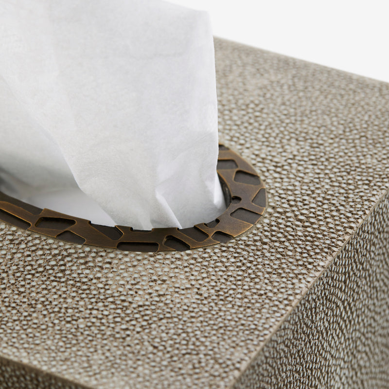 Herringbone Shagreen Tissue Box - Dune