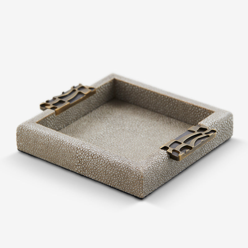 Herringbone Shagreen Trinket Tray - Dune