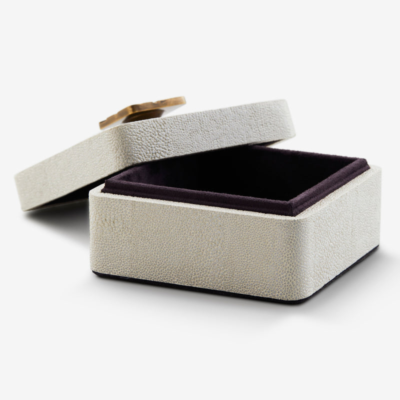 Herringbone Shagreen Box Mini - Linen