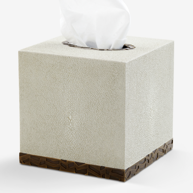 Herringbone Shagreen Tissue Box - Linen