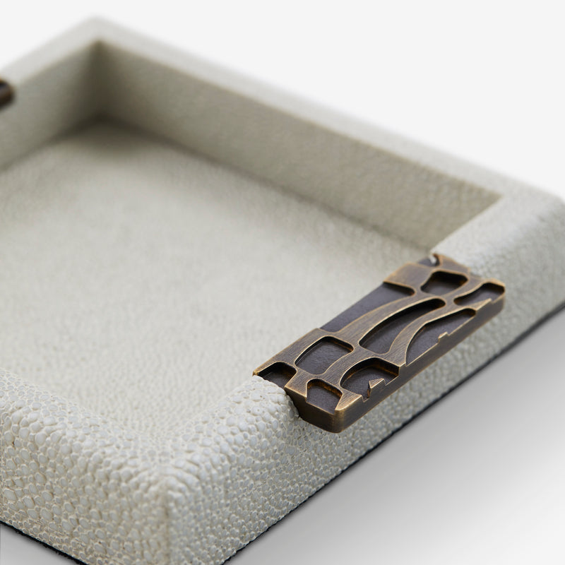 Herringbone Shagreen Trinket Tray - Linen