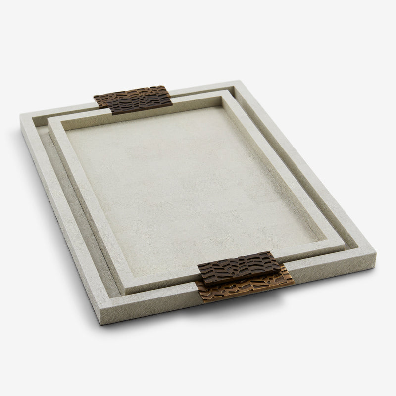 Herringbone Shagreen Serving Trays - Linen Small