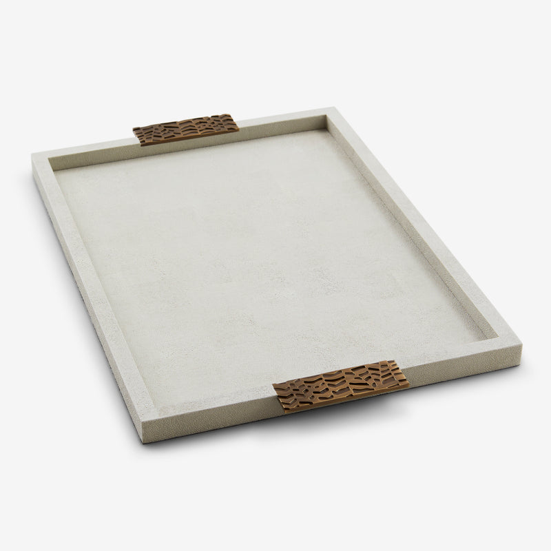 Herringbone Shagreen Serving Trays - Linen Large