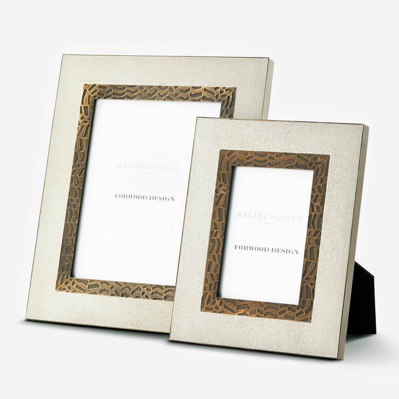 Herringbone Shagreen Photo Frame - Linen