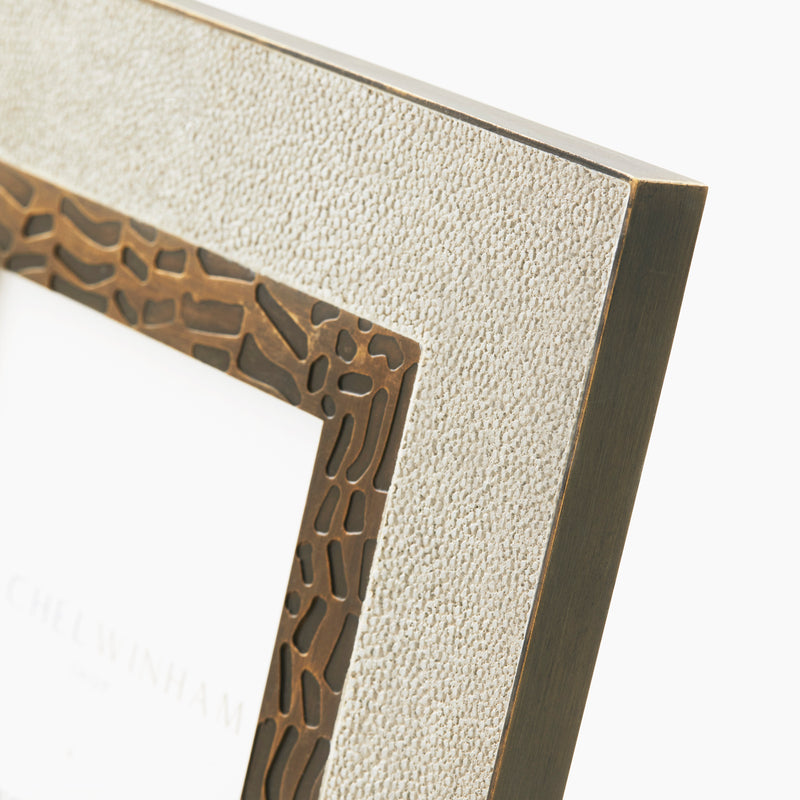 Herringbone Shagreen Photo Frame - Linen