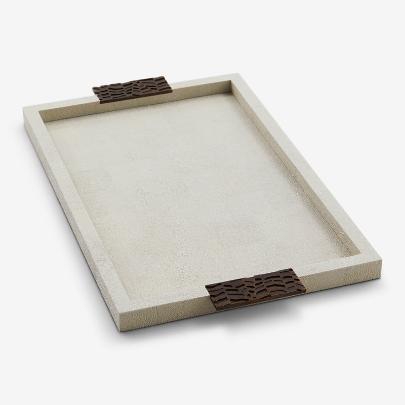 Herringbone Shagreen Serving Trays - Linen Small