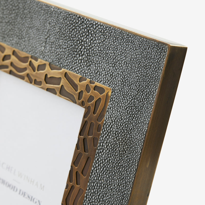 Herringbone Shagreen Photo Frame - Midnight