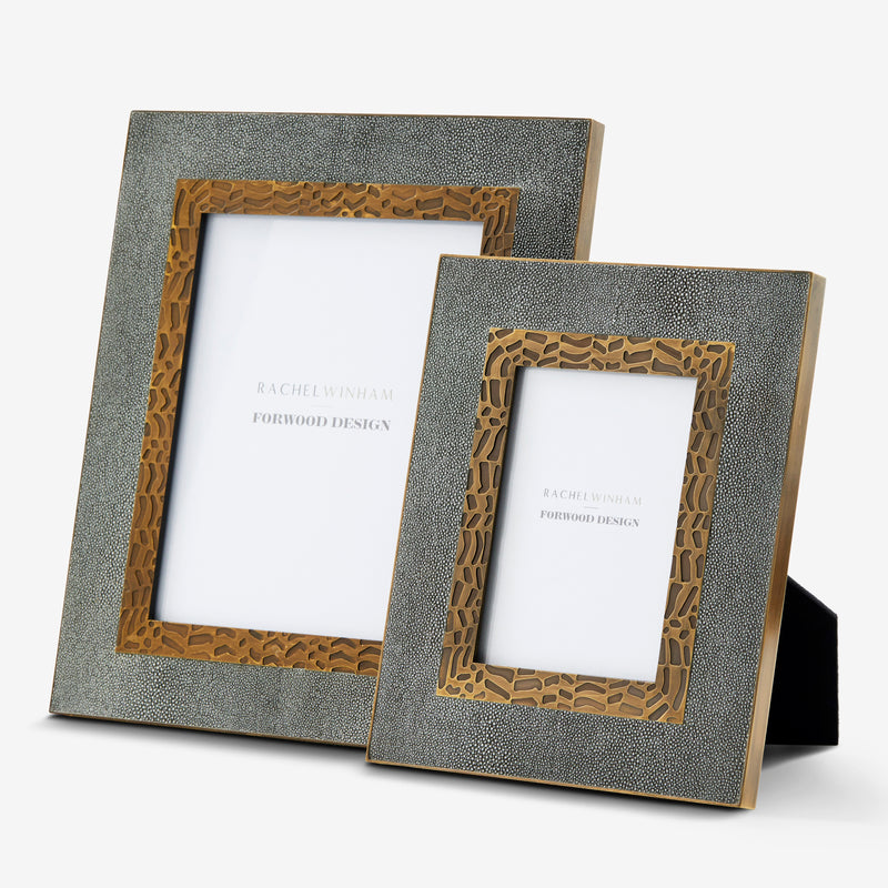 Herringbone Shagreen Photo Frame - Midnight