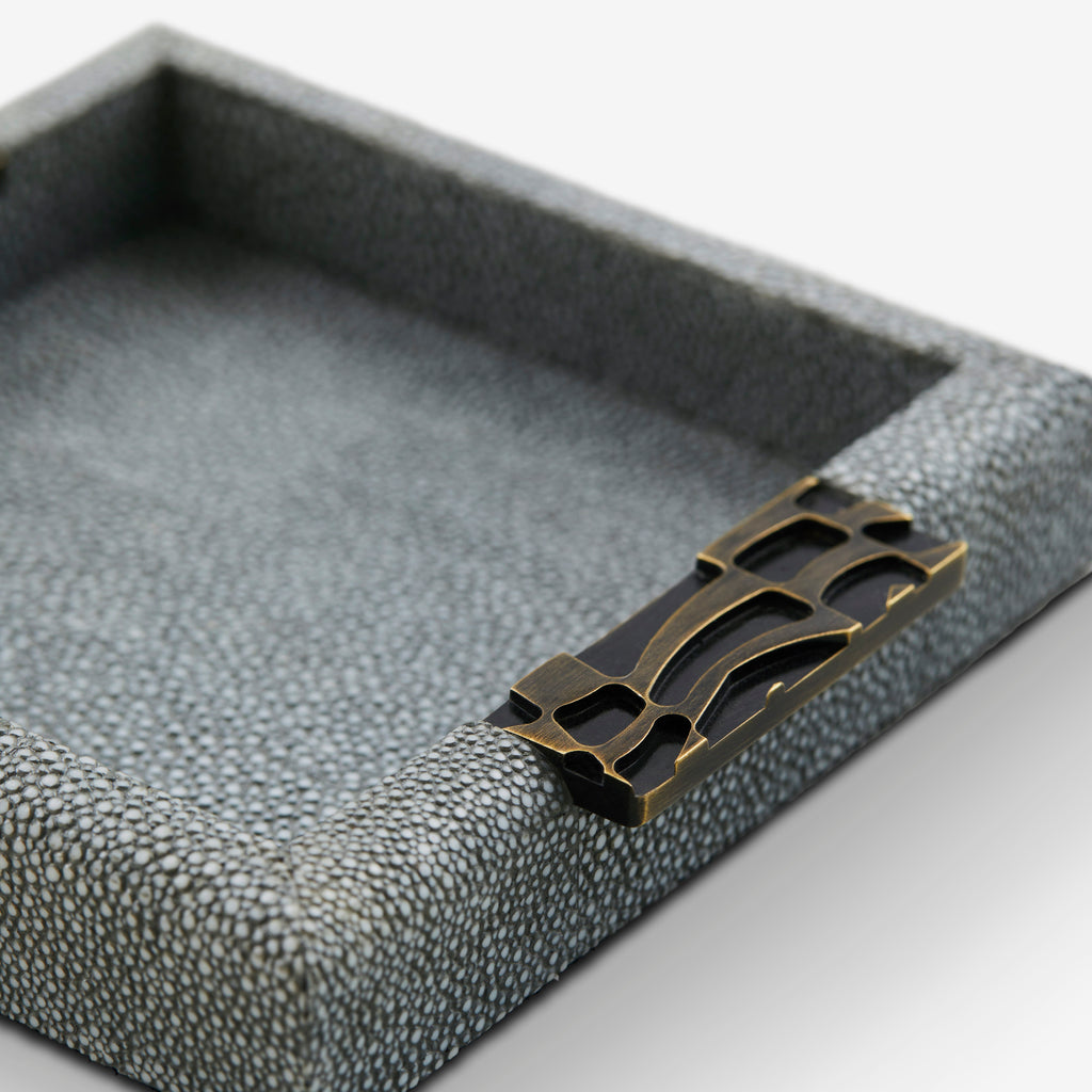 Herringbone Shagreen Trinket Tray - Midnight