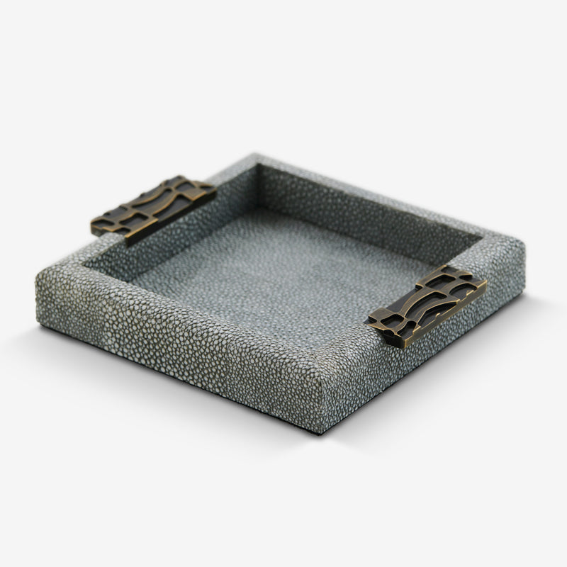 Herringbone Shagreen Trinket Tray - Midnight