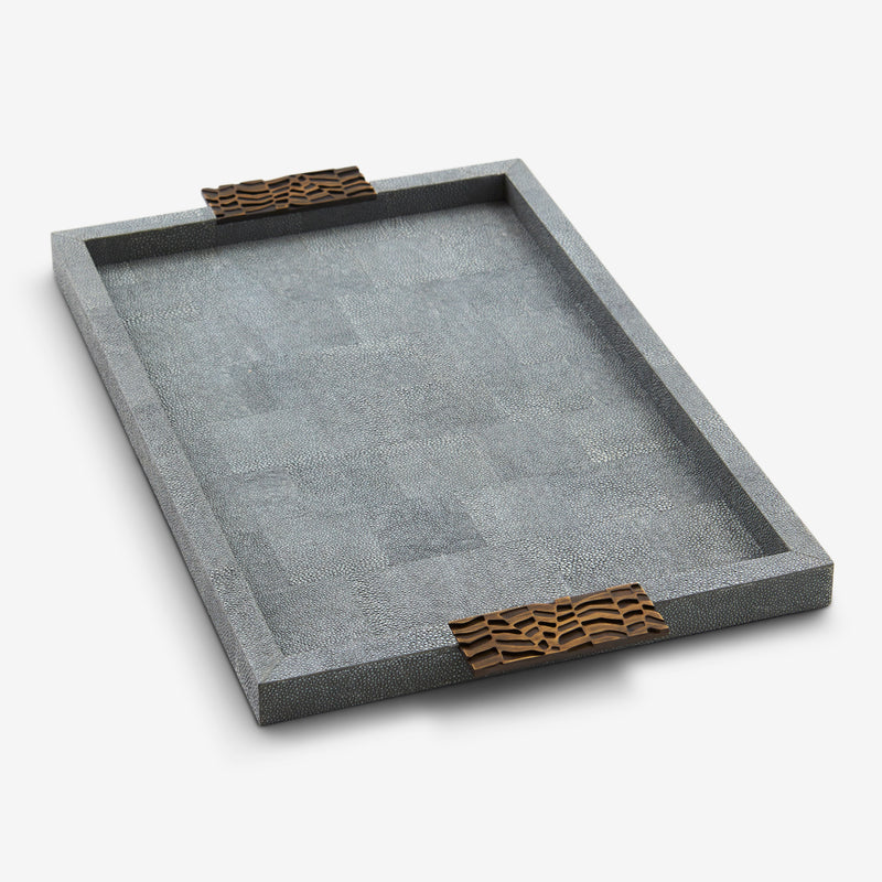 Herringbone Shagreen Serving Trays - Midnight Small