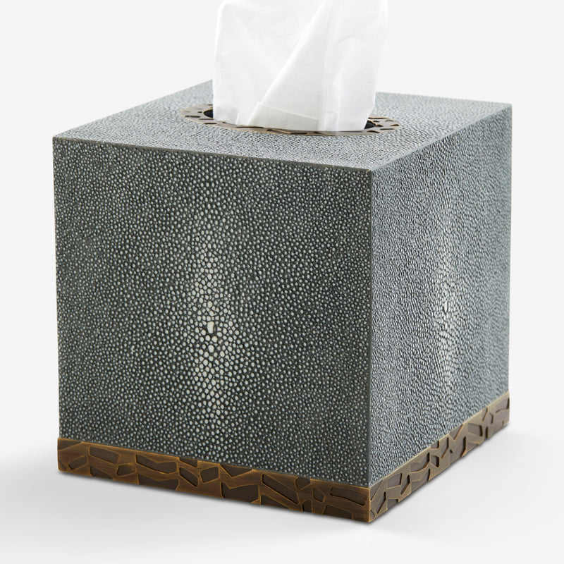 Herringbone Shagreen Tissue Box - Midnight