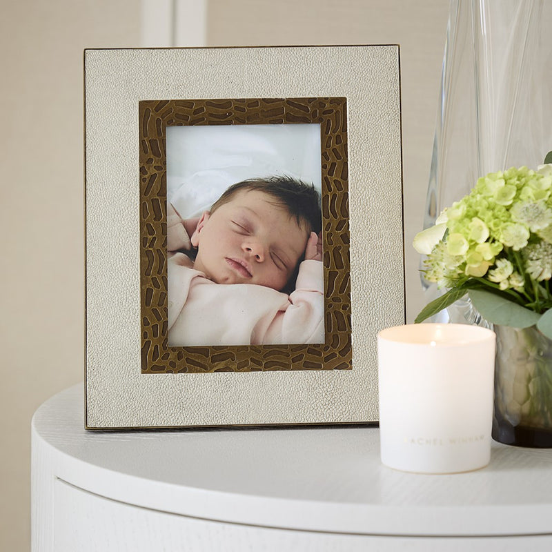 Herringbone Shagreen Photo Frame - Linen