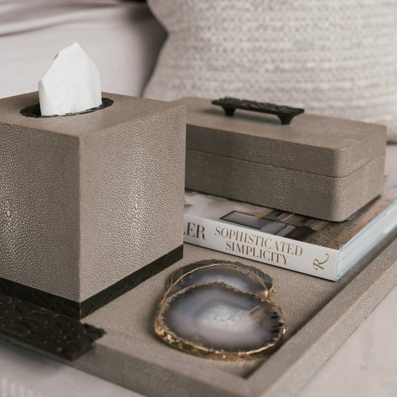 Herringbone Shagreen Box - Dune