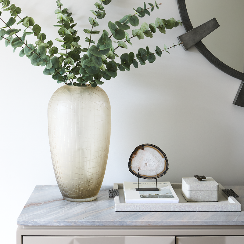 Herringbone Shagreen Serving Trays - Linen Small