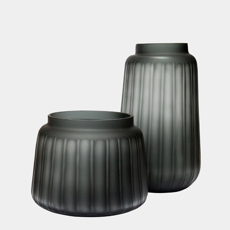 Fluted Grey Vase