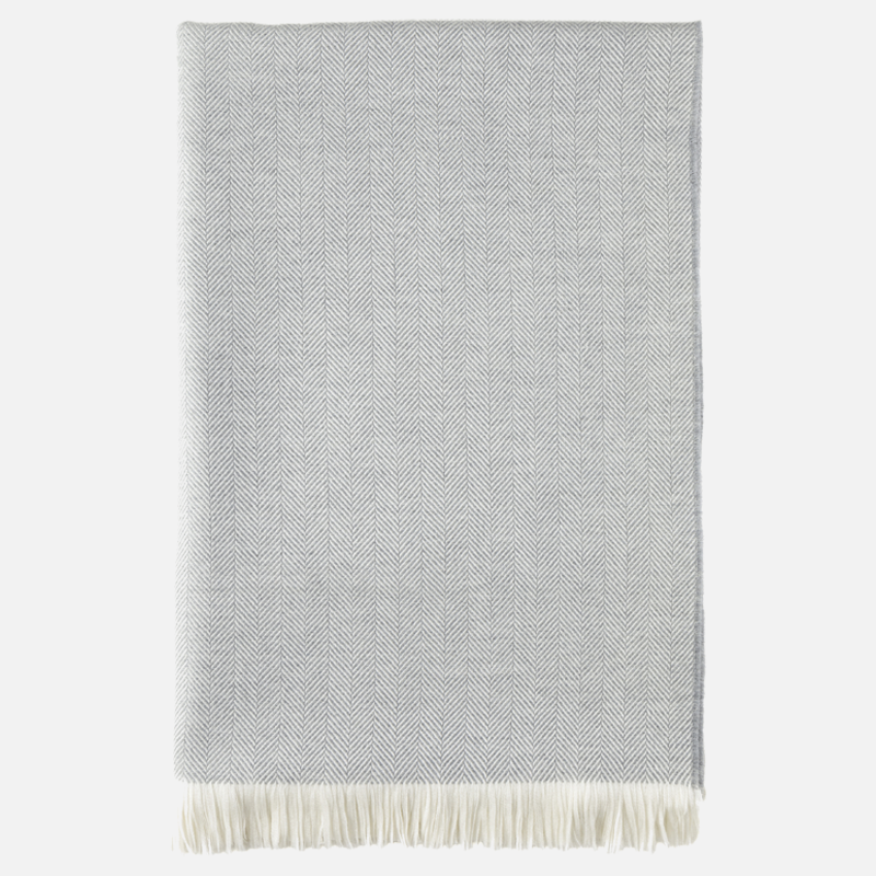 Herringbone Merino Bed Throw - Mist