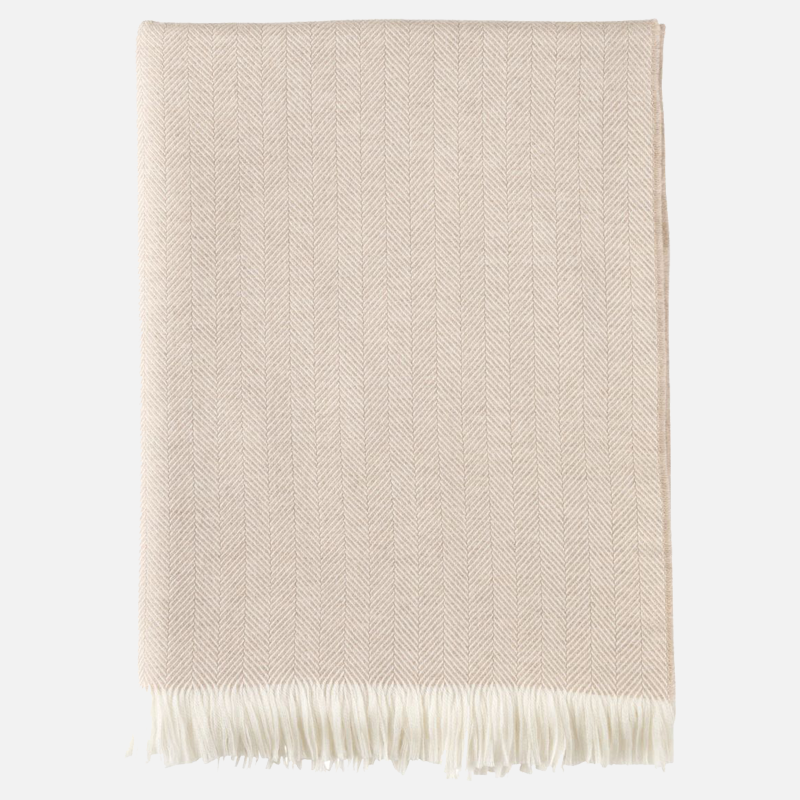 Herringbone Merino Throw - Fawn