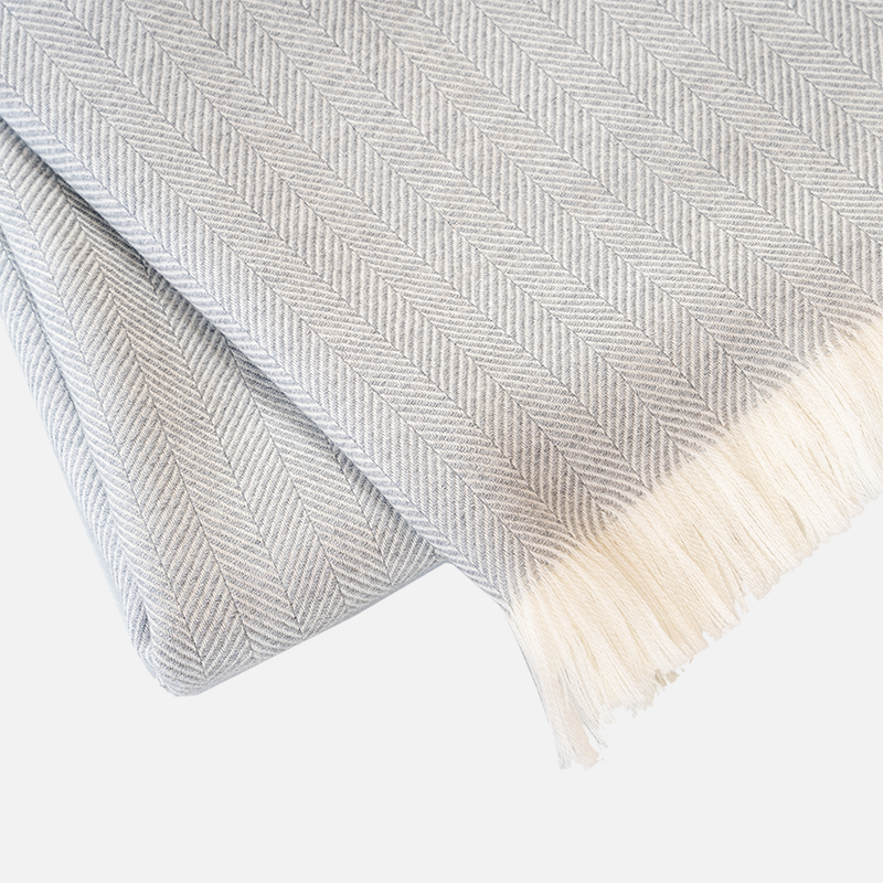 Herringbone Merino Throw - Mist