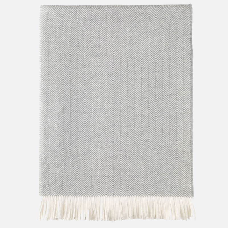 Herringbone Merino Throw - Mist